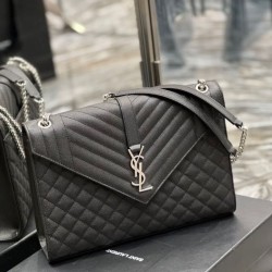 Miglior Prezzo Imitazione Borsa a busta grande YSL Saint Laurent Mix Matelasse Nera 31 cm Replica