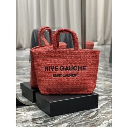 Bora Pari all'originale replica tote ricamata YSL Saint Laurent Rive Gauche Rossa