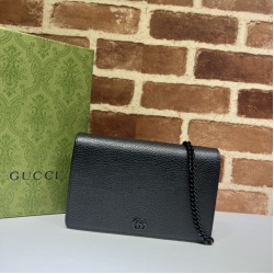 Miglior Prezzo Qualità superiore replica Portafoglio con catena Gucci GG Marmont 497985 Nero Replica