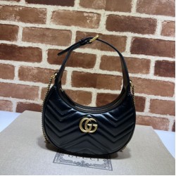 Miglior Prezzo Mini borsa a forma di mezzaluna Gucci GG Marmont 699514 nera Replica
