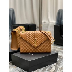 Borse Replica a busta grande YSL Saint Laurent Mix Matelasse Caramello 31cm