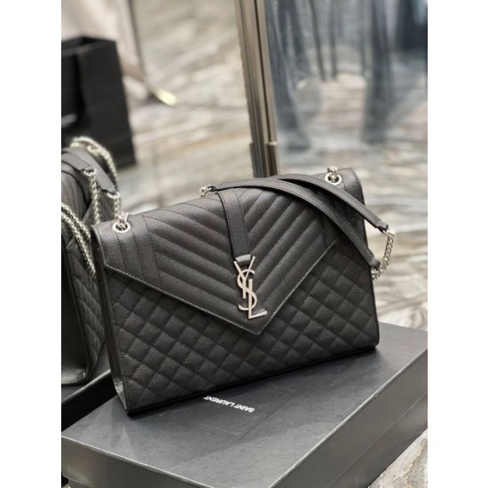 Borsa a busta grande YSL Saint Laurent Mix Matelasse nera 31 cm