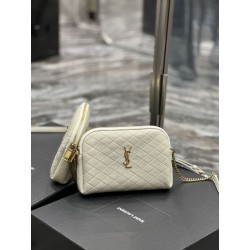 Borsa a catena YSL Saint Laurent Gaby con cerniera 18 cm bianca