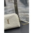 Borsa a catena YSL Saint Laurent Gaby con cerniera 18 cm bianca