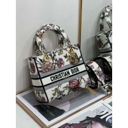 Borsa Christian Dior Medium Lady D-Lite Jardin Botanique Ricamo Bianco