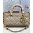 Borsa Christian Dior Small Lady D-Joy Latte Patent Cannage Vitello Albicocca