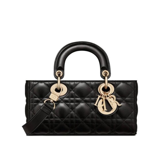 Borse Replica Alta Qualità Christian Dior Small Lady D-Joy Latte Patent Cannage Vitello Nero