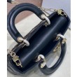 Borse Replica Alta Qualità Christian Dior Small Lady D-Joy Latte Patent Cannage Vitello Nero