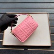 Borsa Fendi Mini Baguette Motivo FF Rosa