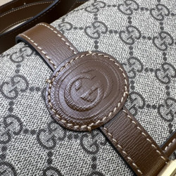 Borsa messenger Gucci GG con Interlocking G 745679 Marrone