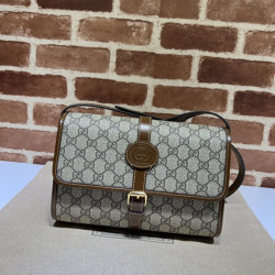 Borsa messenger Gucci GG con Interlocking G 745679 Marrone
