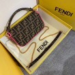 Borsa Mini Baguette Fendi Tessuto FF Con Finiture Fucsia