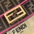 Borsa Mini Baguette Fendi Tessuto FF Con Finiture Fucsia