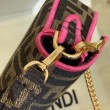 Borsa Mini Baguette Fendi Tessuto FF Con Finiture Fucsia