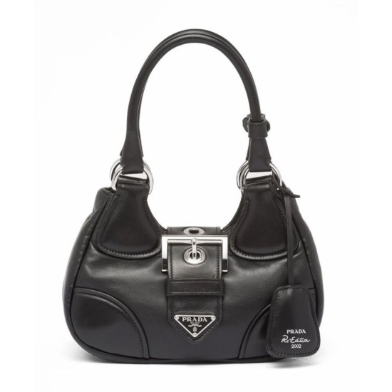 Borse Firmate Replica Prada Moon imbottita in nappa 1BA381 nera
