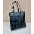 Borsa tote media in pelle nappa anticata Prada 1BG587 nera