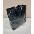 Borsa tote media in pelle nappa anticata Prada 1BG587 nera