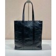 Borsa tote media in pelle nappa anticata Prada 1BG587 nera