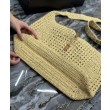 Bora Pari all'originale replica YSL Saint Laurent Hobo Rafia In Crochet E Pelle Liscia Albicocca