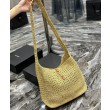 Bora Pari all'originale replica YSL Saint Laurent Hobo Rafia In Crochet E Pelle Liscia Albicocca