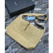 Bora Pari all'originale replica YSL Saint Laurent Hobo Rafia In Crochet E Pelle Liscia Albicocca