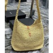 Bora Pari all'originale replica YSL Saint Laurent Hobo Rafia In Crochet E Pelle Liscia Albicocca