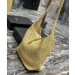 Bora Pari all'originale replica YSL Saint Laurent Hobo Rafia In Crochet E Pelle Liscia Albicocca