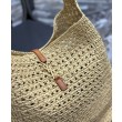 Bora Pari all'originale replica YSL Saint Laurent Hobo Rafia In Crochet E Pelle Liscia Albicocca