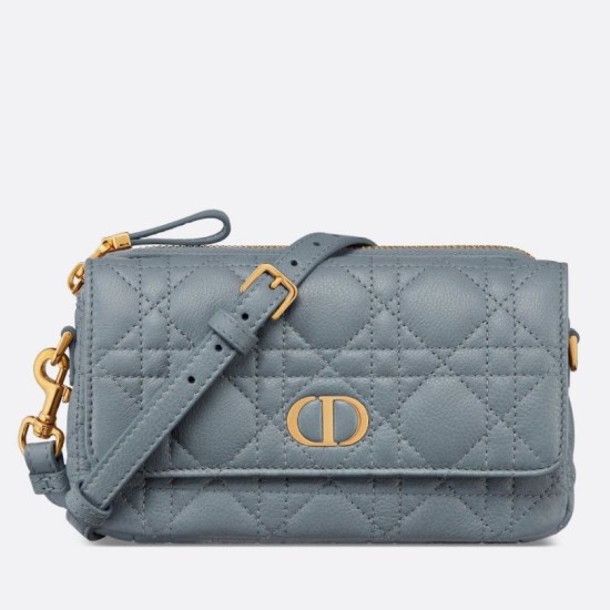 Christian Dior Caro Pouch Cannage Vitello Blu