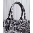 Christian Dior Large Dior Book Tote Borse Imitazioni con motivo Plan de Paris ricamato nera / bianca