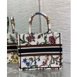 Christian Dior Small Dior Book Tote Bianco Multicolor Ricamo Dior Petites Fleurs