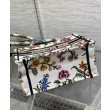 Christian Dior Small Dior Book Tote Bianco Multicolor Ricamo Dior Petites Fleurs