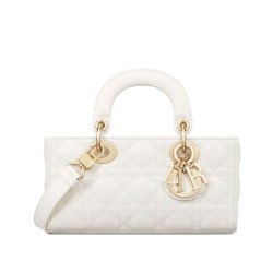 Christian Dior Small Lady D-Joy Bag Latte Patent Cannage Calfskin Cream