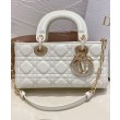 Christian Dior Small Lady D-Joy Bag Latte Patent Cannage Calfskin Cream
