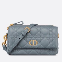 Miglior Prezzo Christian Dior Caro Pouch Cannage Vitello Blu Replica