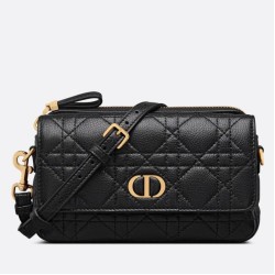 Miglior Prezzo Christian Dior Caro Pouch Cannage in pelle di vitello nera Replica