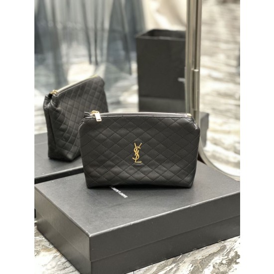 Dettagli perfetti Astuccio cosmetico con cerniera YSL Saint Laurent Gaby 23 cm nero
