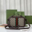 Dettagli perfetti Borse Imitazioni a spalla Gucci Ophidia piccola con nastro Web 739392 Marrone