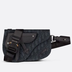 Miglior Prezzo Christian Dior Saddle Men Pouch Dior Oblique Jacquard nero Replica