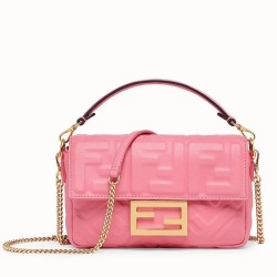 Miglior Prezzo Borsa Fendi Mini Baguette Motivo FF Rosa Replica