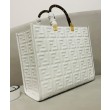 Fendi borsa tote media con motivo Sunshine FF 8BH386 crema