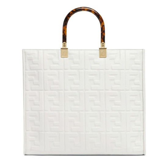 Fendi borsa tote media con motivo Sunshine FF 8BH386 crema
