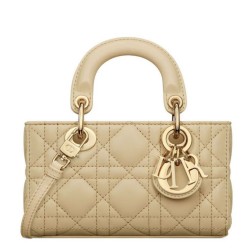 Miglior Prezzo Bora Pari all'originale replica Christian Dior Micro Lady d-Joy Latte Patent Cannage Vitello Albicocca Replica