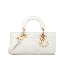 Christian Dior Small Lady D-Joy Bag Latte Patent Cannage Calfskin Cream