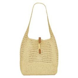 Miglior Prezzo Bora Pari all'originale replica YSL Saint Laurent Hobo Rafia In Crochet E Pelle Liscia Albicocca Replica