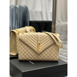 Imitazione Borsa a busta grande YSL Saint Laurent Mix Matelasse Albicocca 31cm