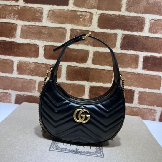Mini borsa a forma di mezzaluna Gucci GG Marmont 699514 nera