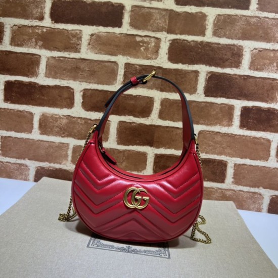 Mini borsa a forma di mezzaluna Gucci GG Marmont 699514 rossa