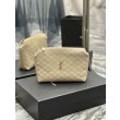 Pochette cosmetica con cerniera YSL Saint Laurent Gaby 23 cm albicocca