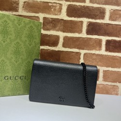 Qualità superiore replica Portafoglio con catena Gucci GG Marmont 497985 Nero